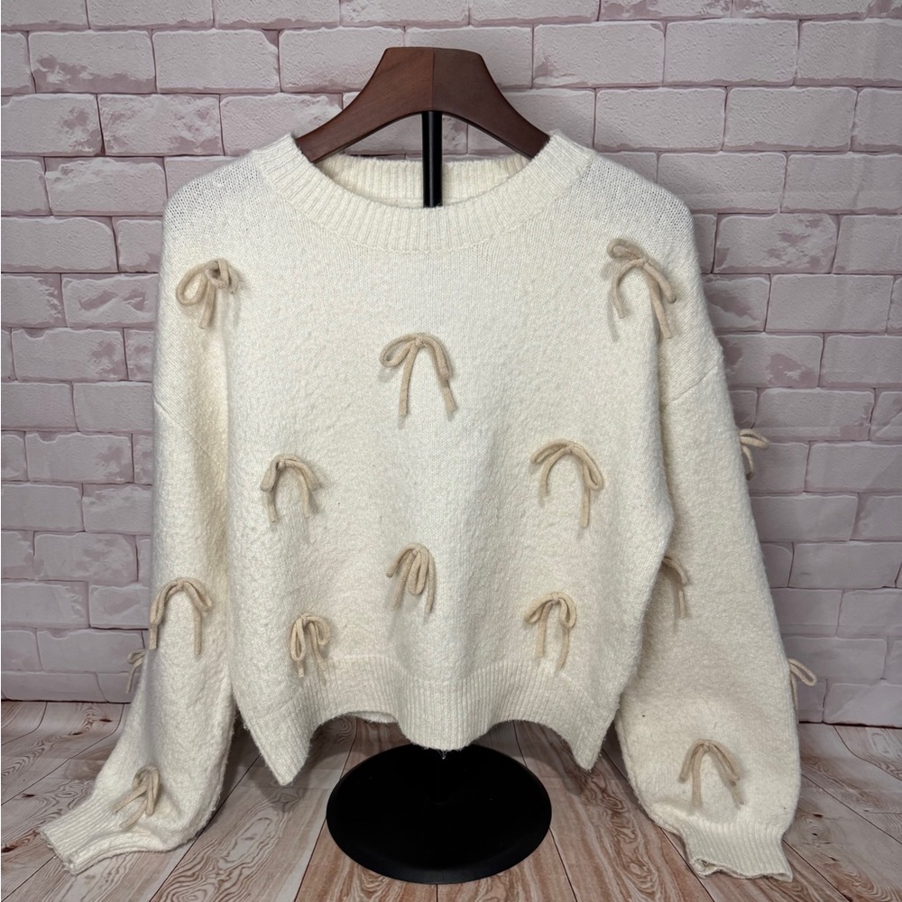 Luna Ivy Bow sweater Cottagecore , Coquette Balletcore knit free people vibe‎ S